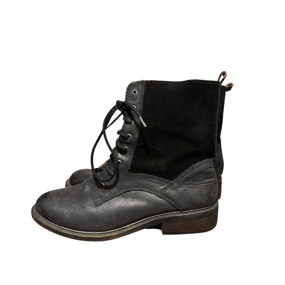 Lucky Brand Black Leather Suede Boots Size 8